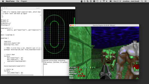 WadC session running [pipeloop.wl](https://github.com/jmtd/wadc/blob/master/examples/beta/pipeloop.wl)